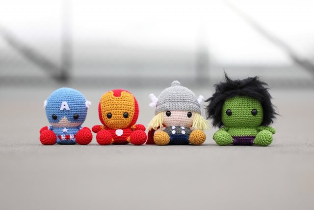Heróis em Amigurumi